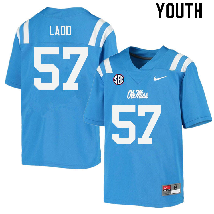 Youth #57 Clayton Ladd Ole Miss Rebels College Football Jerseys Sale-Power Blue - Click Image to Close